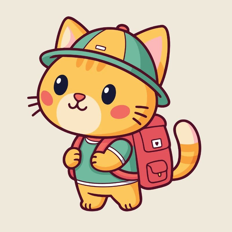 Entdeckerkatze mit Rucksack