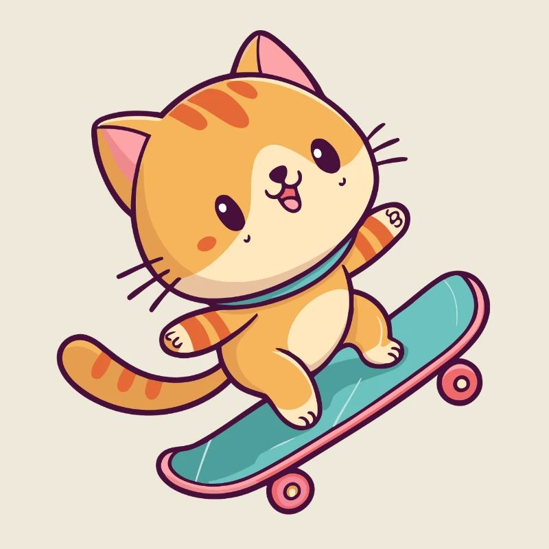 Buntes Skateboard-Kätzchen