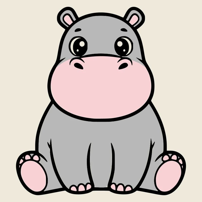 Süßes Baby Nilpferd Sitzend Kawaii