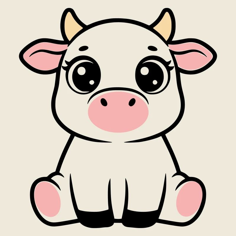 Veau mignon bébé vache qui garde Kawaii