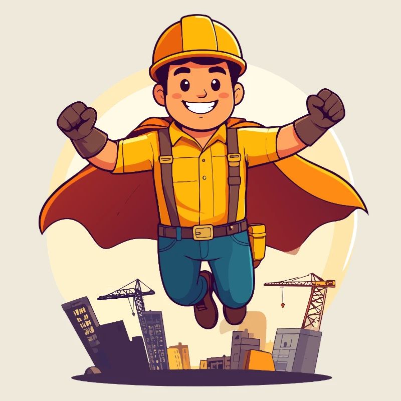 Bauhelden Superheld Bauarbeiter Held der Baustelle