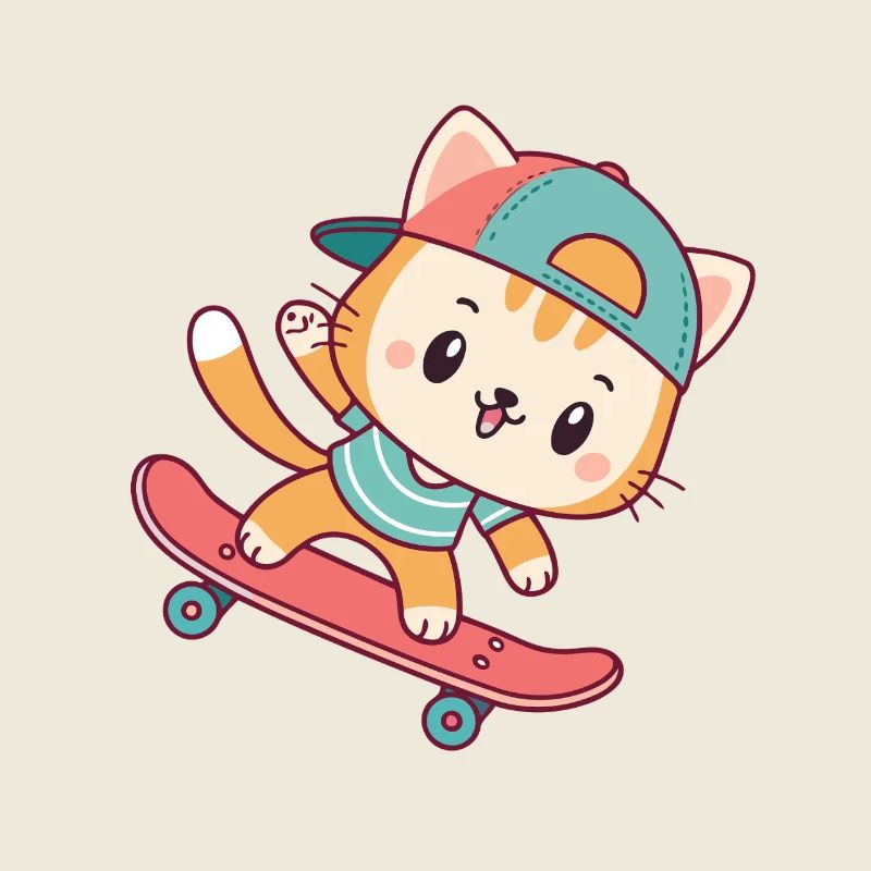 Katzen-Skateboard mit Kappe