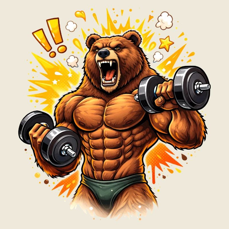 Illustration d’un ours bodybuilder fort