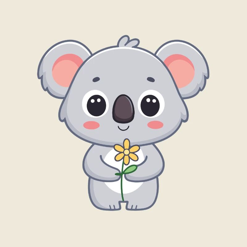 Koala mignon et fleur lumineuse