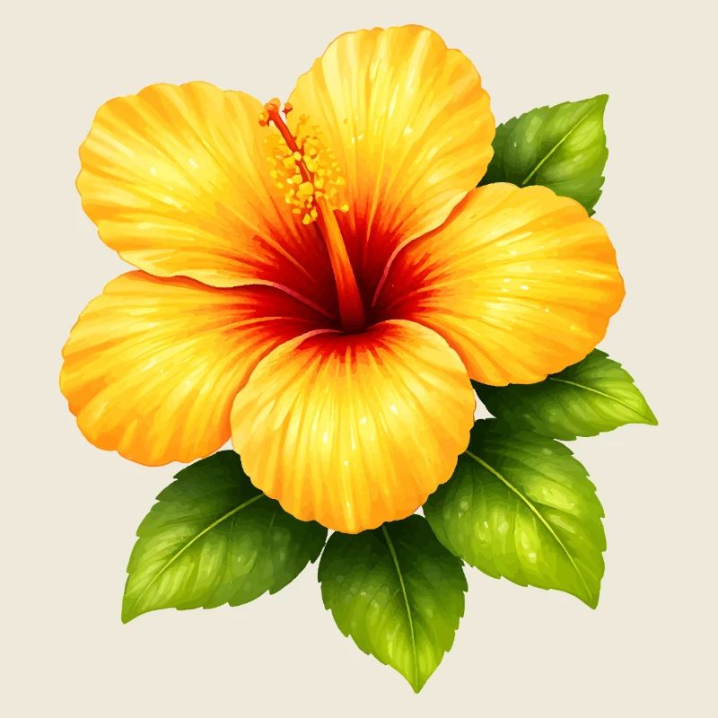 Hibiscus jaune aux feuilles vertes