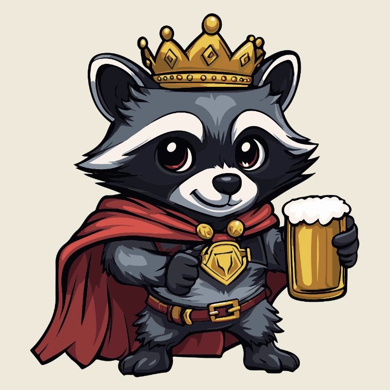 Waschbär Bier König