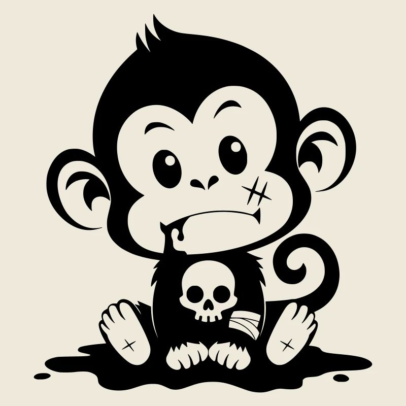 Singe mignon dans un style inquiétant