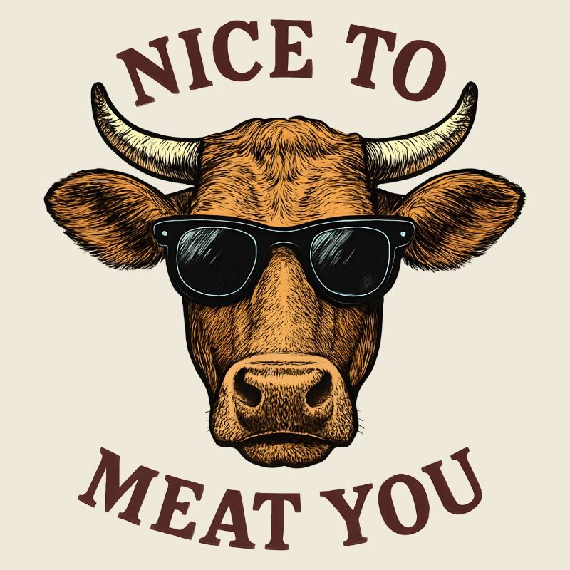 NICE TO MEAT YOU Bull with sunglasses