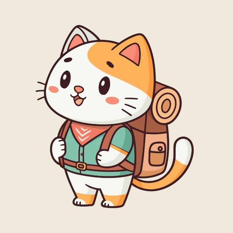 Chat aventurier au sac à dos