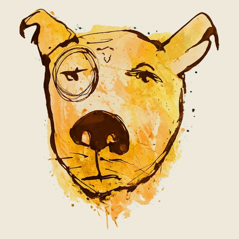 Chien aquarelle avec monocle