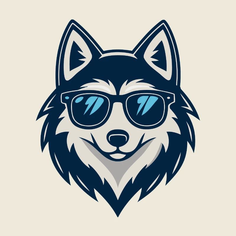 Wolf in der Sonne mit Brille