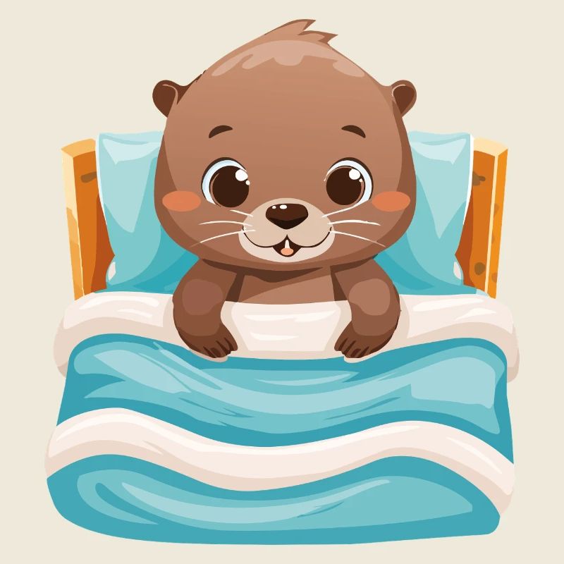 Une loutre mignonne câline dans son lit