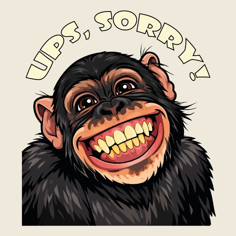 Oups, désolé ! Singe de dessin animé souriant drôle