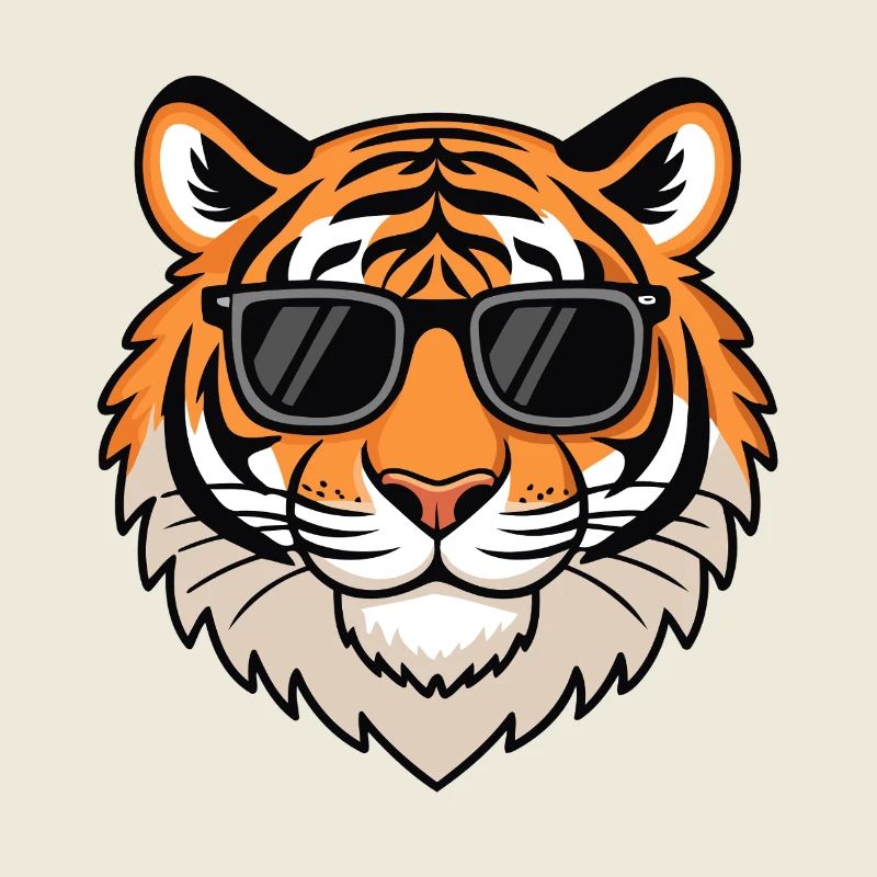 Tigre décontracté avec lunettes noires