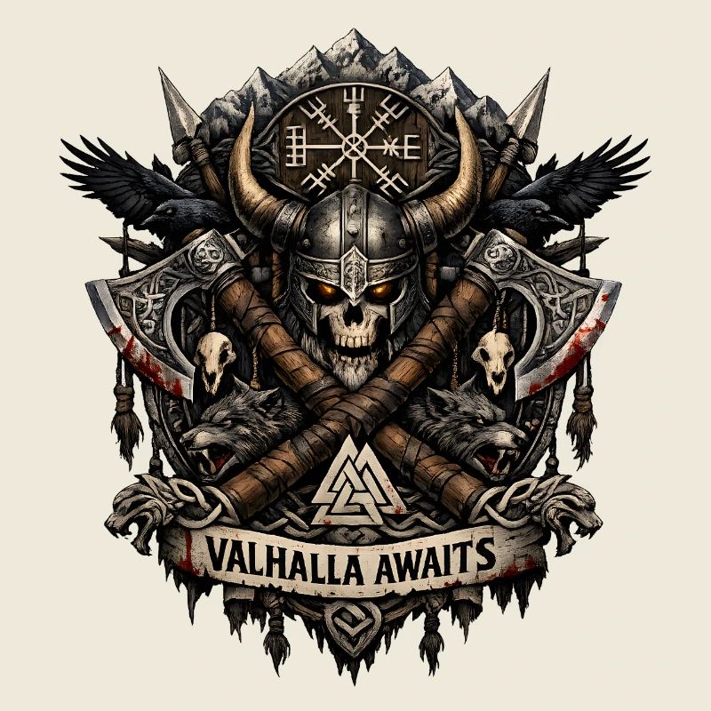 Valhalla Awaits Viking Crest