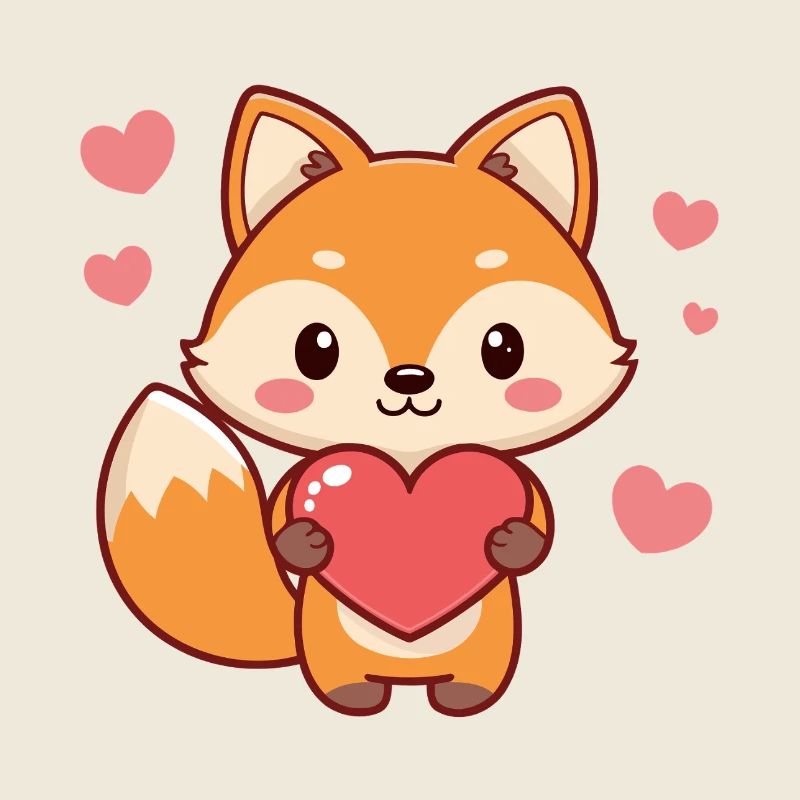 Fox Kawaii Herzen