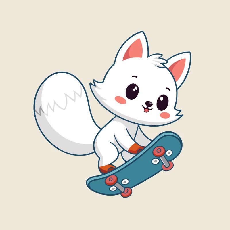 Renard skateboard mignon