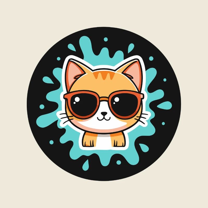 Chaton solaire lunettes turquoise