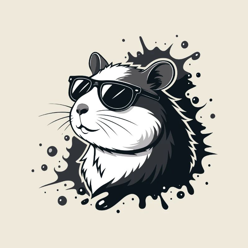 Schicke Hamster-Schwarzbrillen-Spritzer