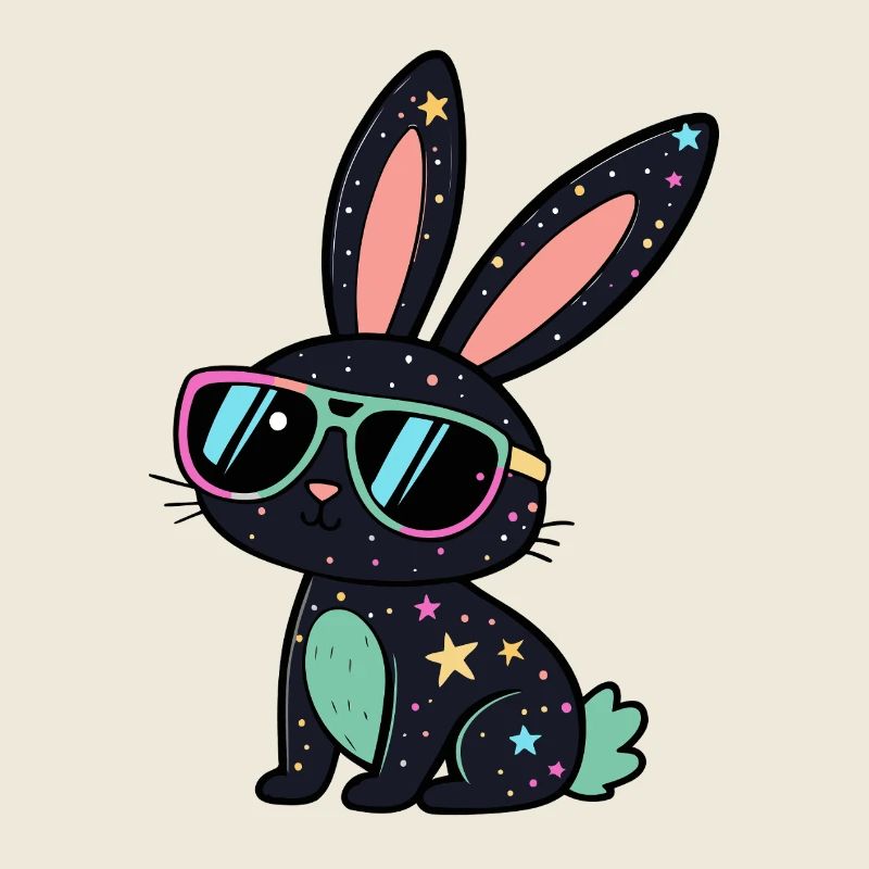 Lapin Galactique Lunettes Néon