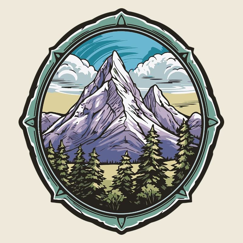 Mountain panorama in a forest frame