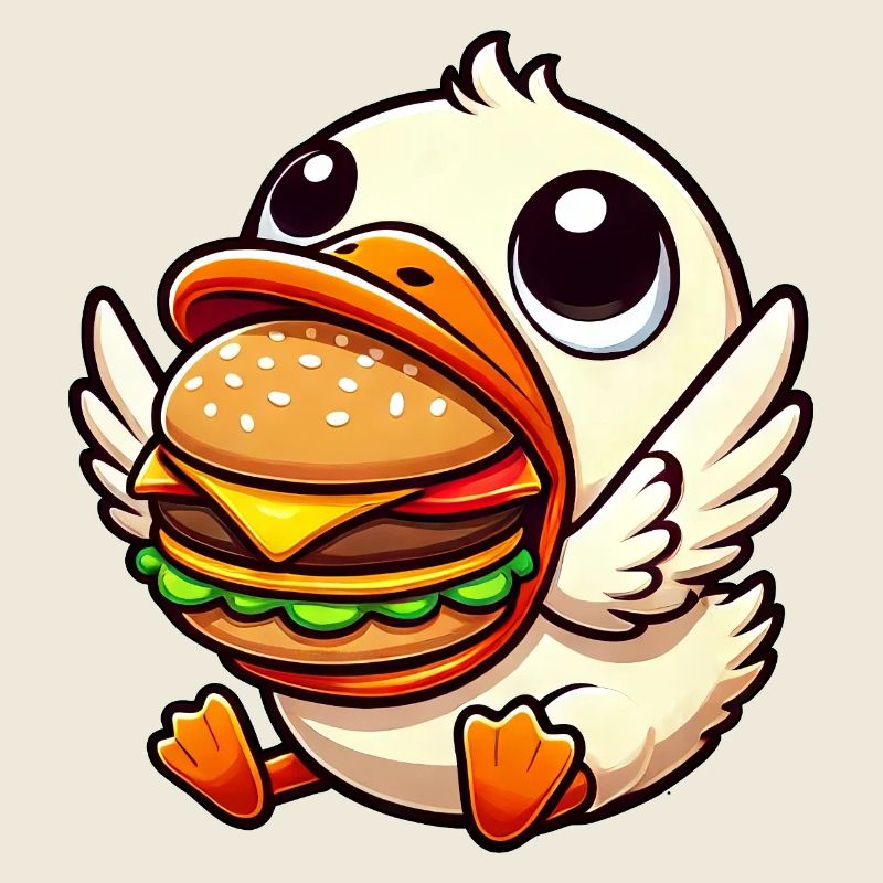 Amateur de nourriture hamburger au canard drôle