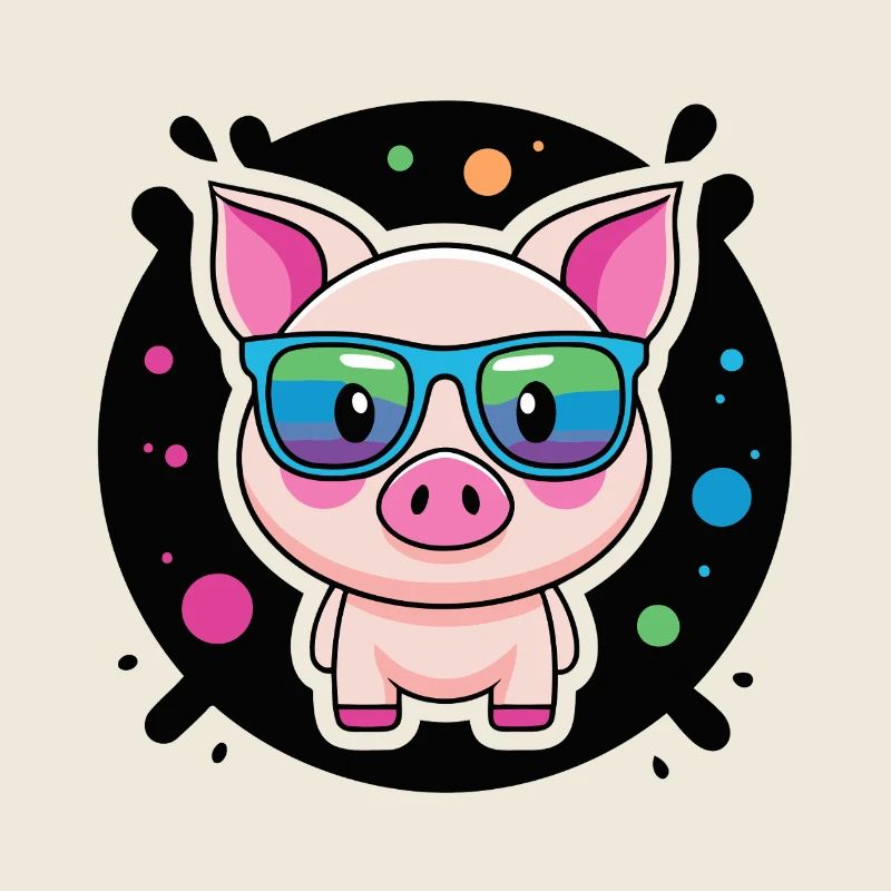 Cochon chic lunettes colorées