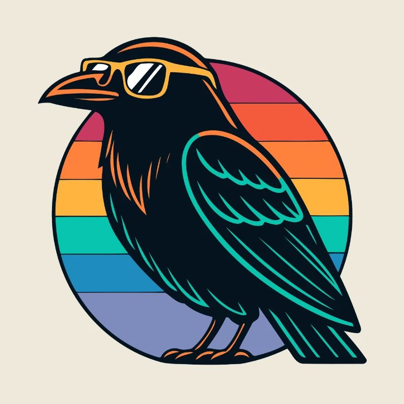 Corbeau Arc en ciel rétro
