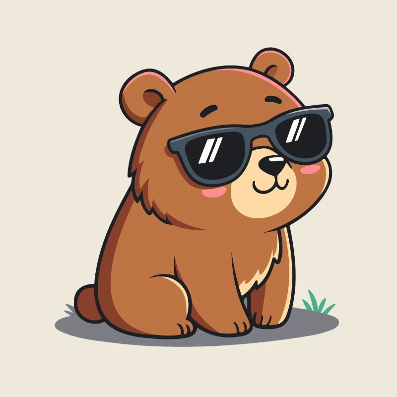 Süßer Teddybär Cartoon Schwarze Brille