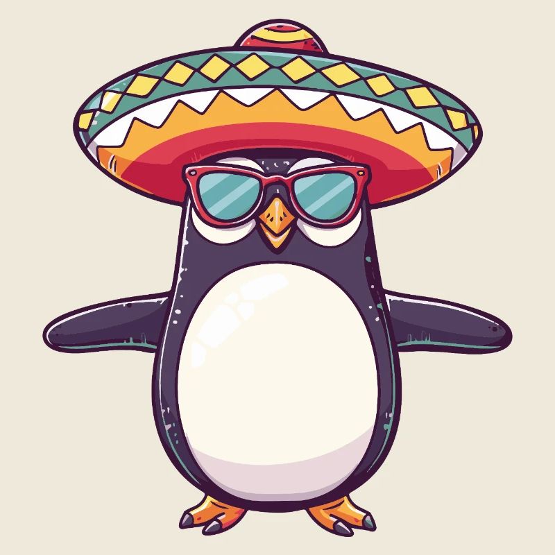 Penguin Comic Funny Sombrero