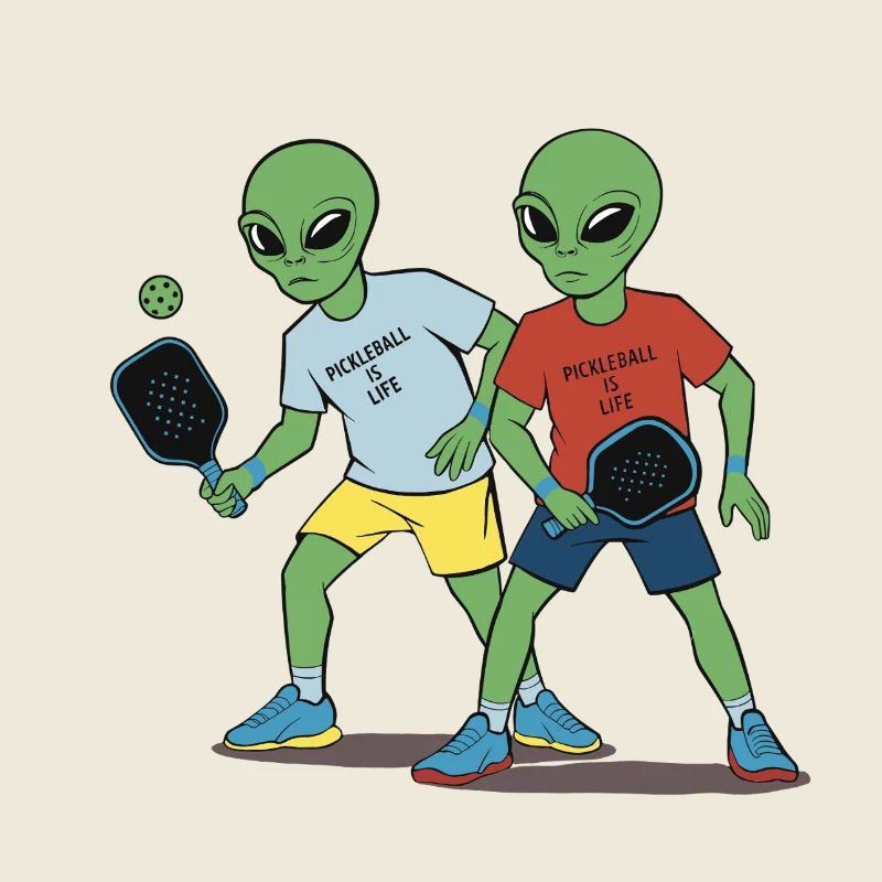 Funny Aliens Playing Pickleball