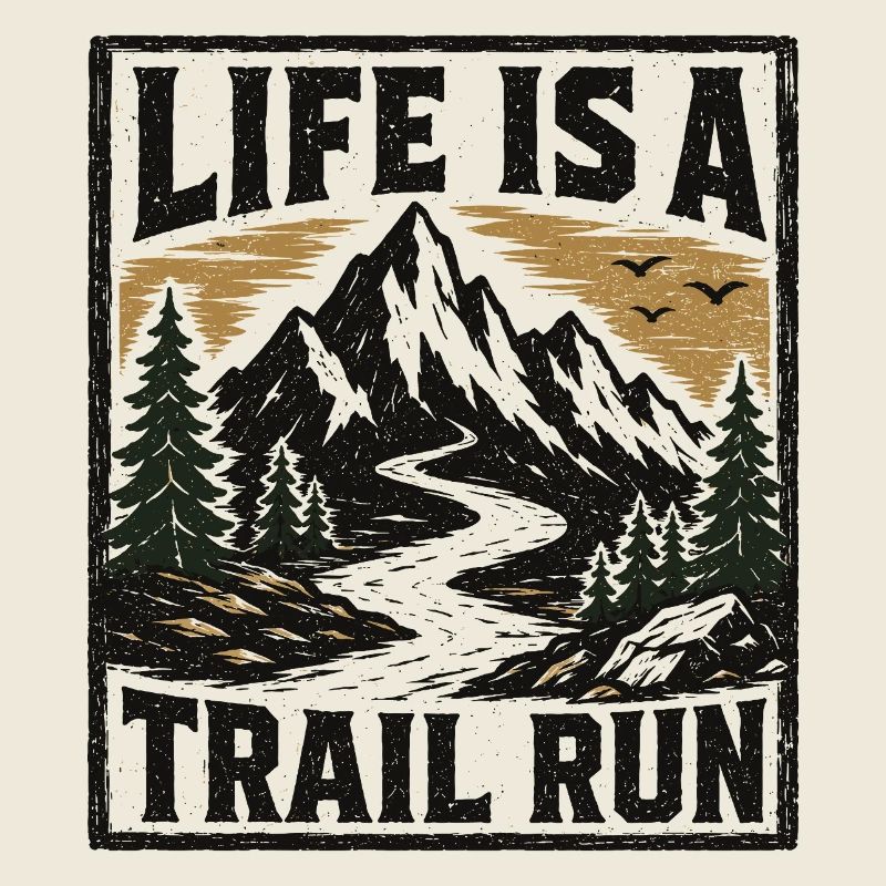 La vie est un badge de montagne de course sur sentier