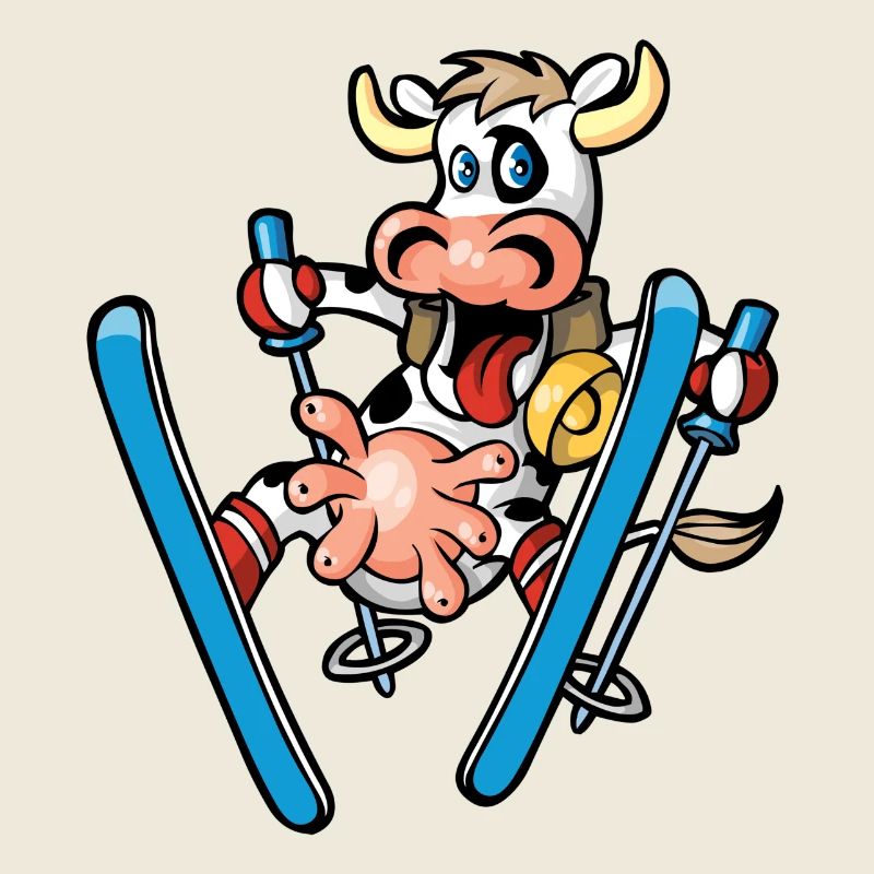 Vache en skis