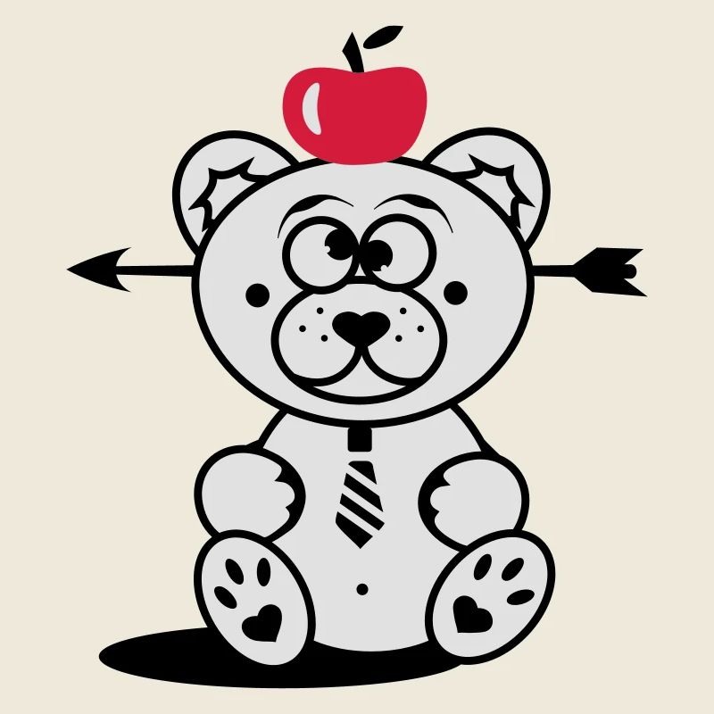Un ours à la pomme sur sa tête et la flèche dans