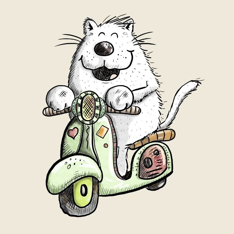 Cool Cat Rides Scooter Fun Design Motif de chat
