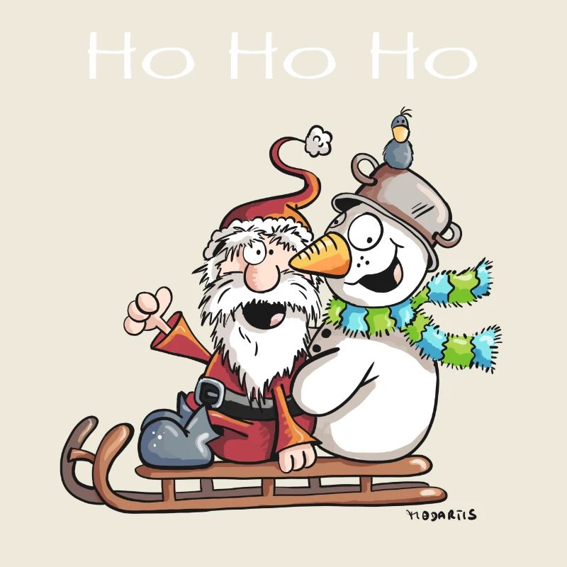Santa Claus and Snowman ride a sledge - Gift