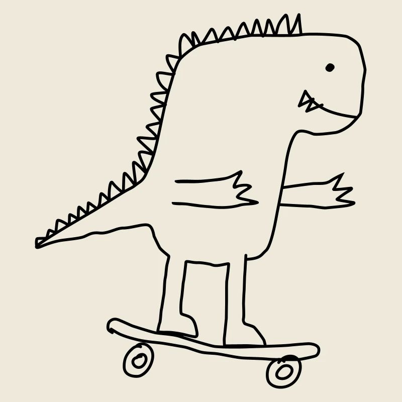 Dino sur Skateboard - Dessin animé cool pour les nerds