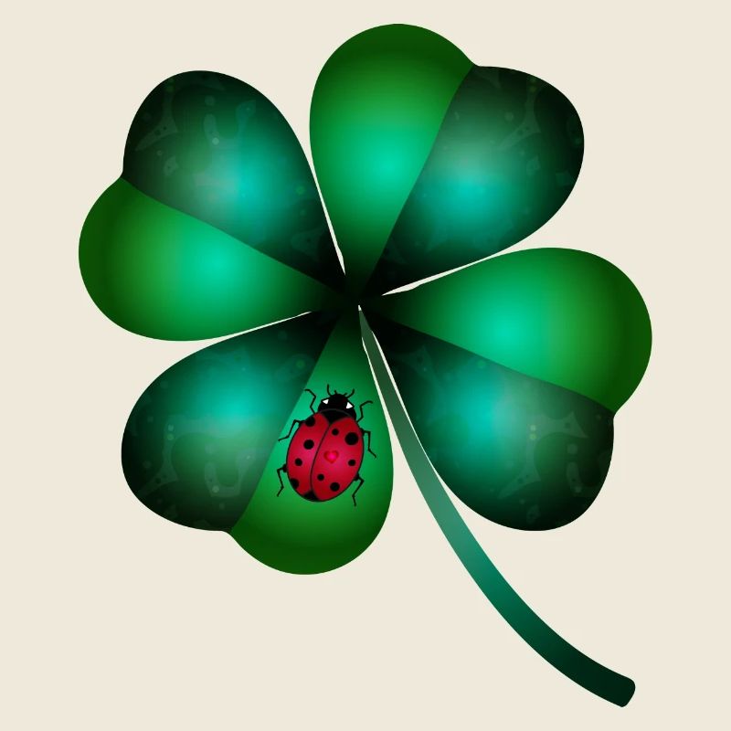 dark green four-leaf clover ladybug