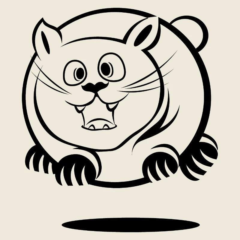 Fat Cat Cats Funny Symbol Icon Illustration