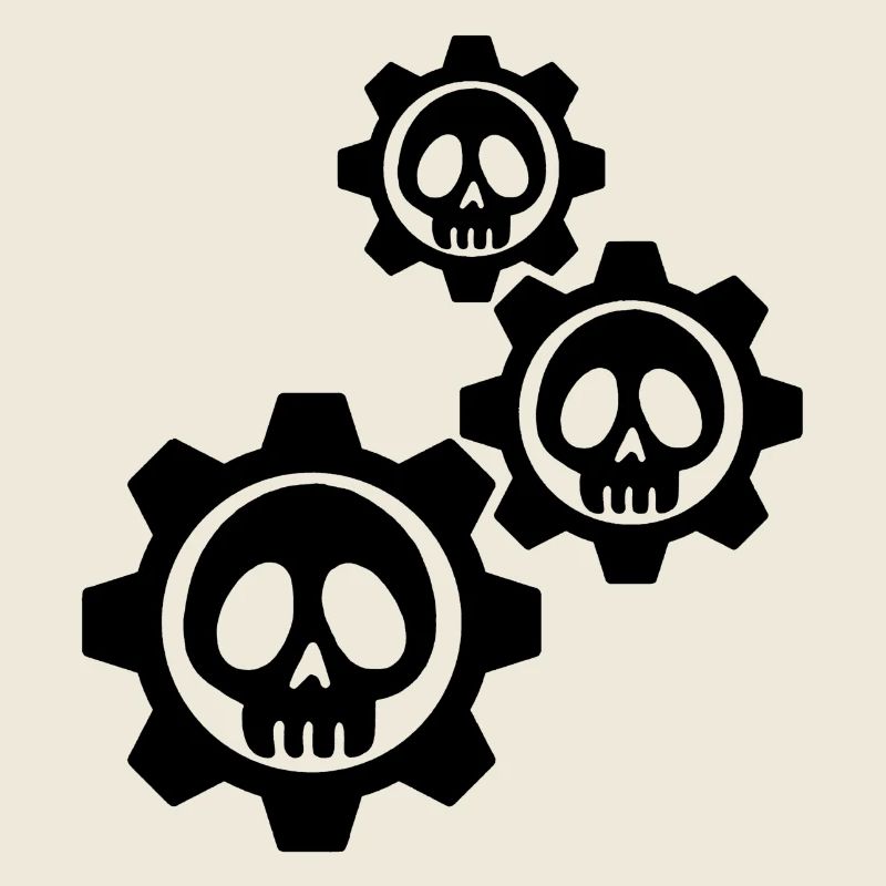 Black skulls and gears