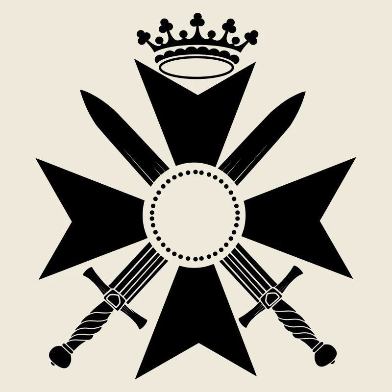 Croix militaire avec deux épées et couronne