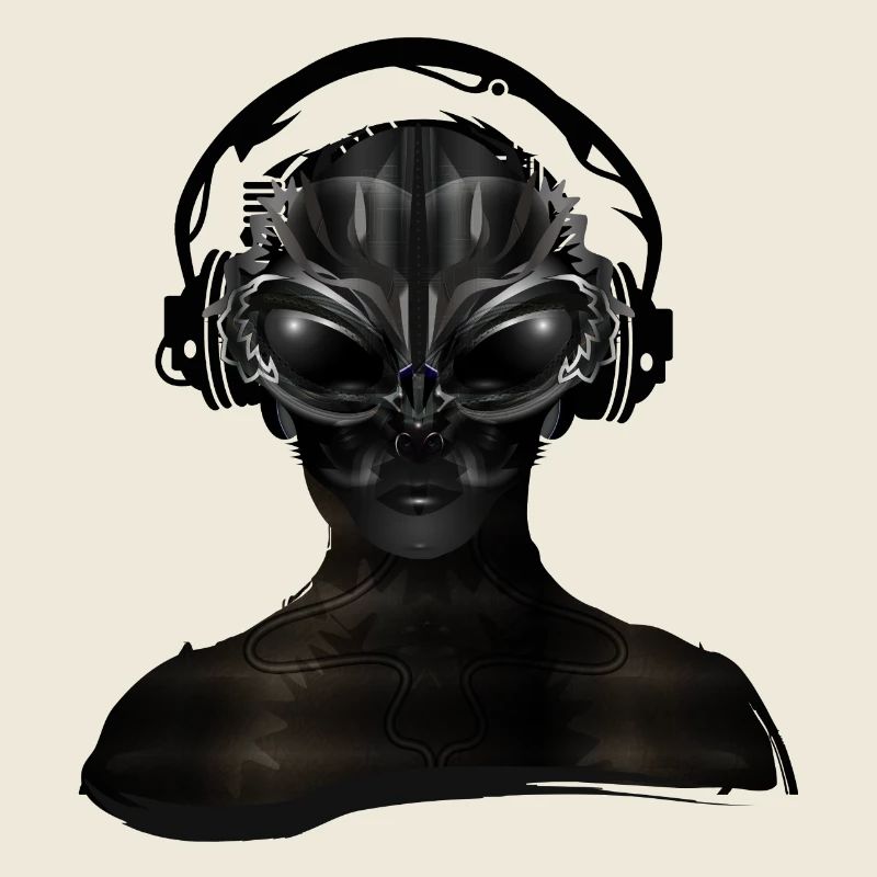 Créature cyborg futuriste avec des écouteurs