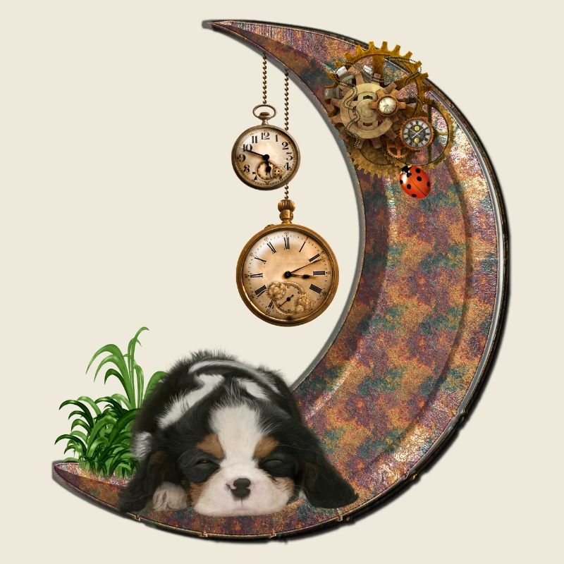 Steampunk-Mond mit Welpen