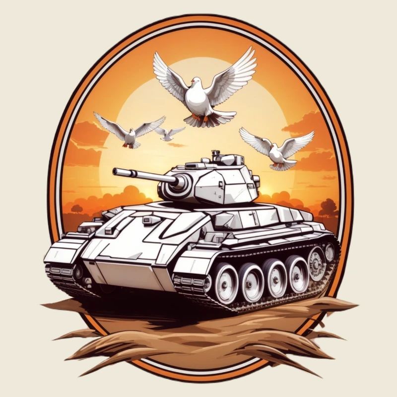 Panzer mit Friedenstauben