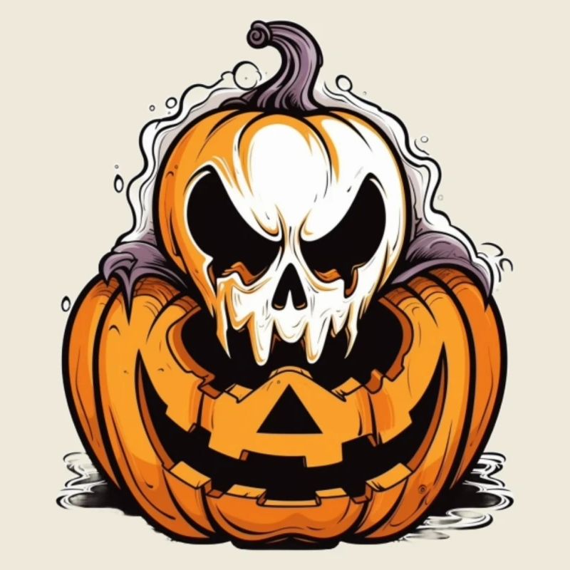Spooky pumpkin with skull design