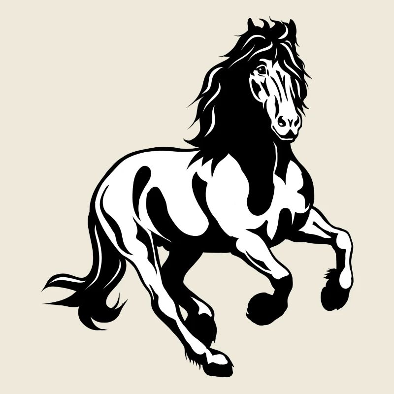 Friesian stallion galloping