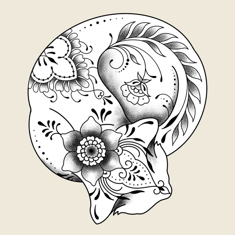 Floral ornamental mandala cat design