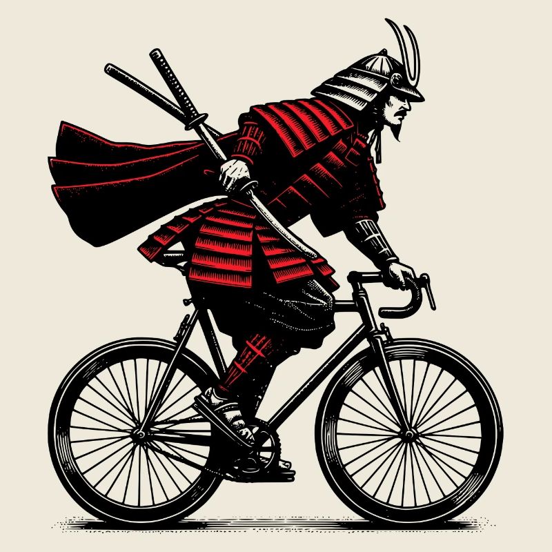 Japanischer Krieger auf Rennrad