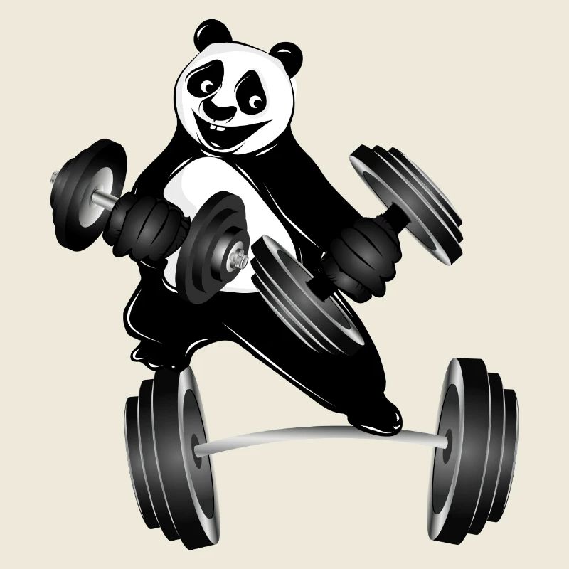 Ours panda bodybuilder avec des haltères tout en faisant de l’exercice