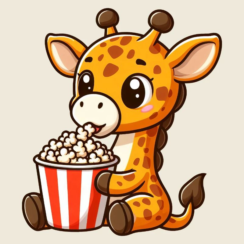 Une girafe fan de cinéma mange du pop-corn